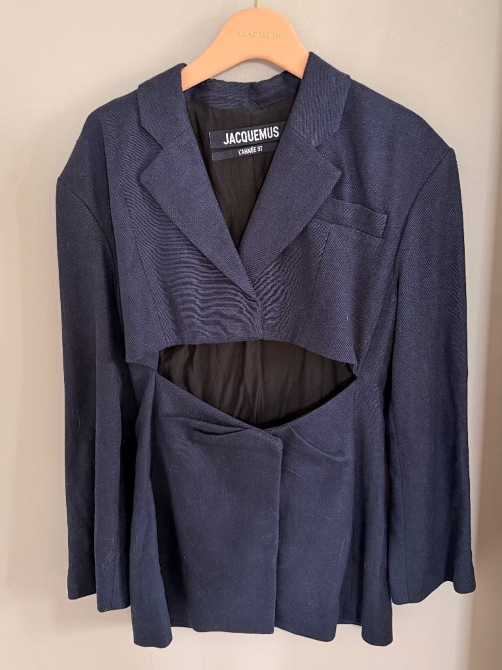 Jacquemus Navy Arles Cutout Woven Mini Dress